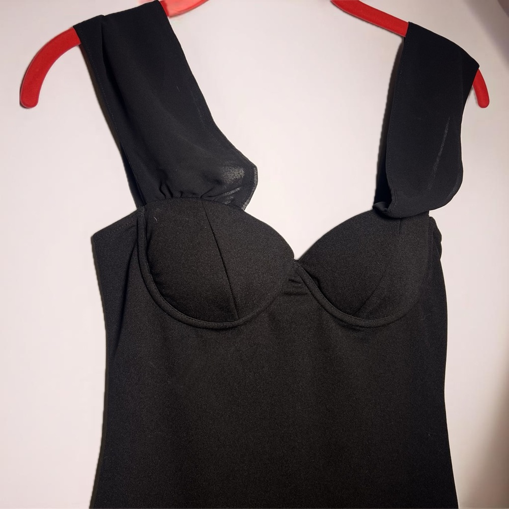 Forever 21 Black Bodycon Mini Dress with Bustier Detail, Size Small